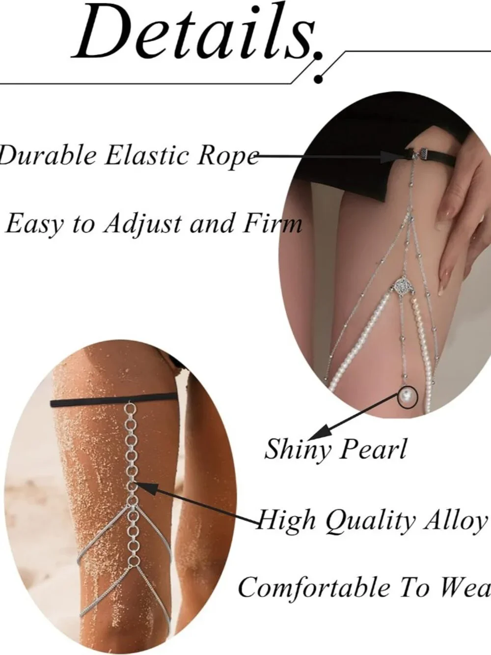 12Pcs Thigh Chains Snake Heart Pearl CZ Leg Chain Boho Layered Body Chain Summer